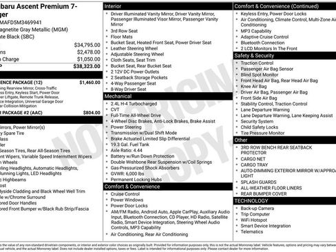 Used 2021 Subaru Ascent Premium w/ Convenience Package AWD/4WD image 2