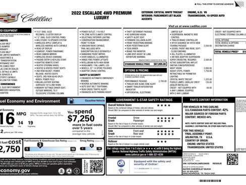 Used 2022 Cadillac Escalade Premium Luxury w/ Performance Package image 3