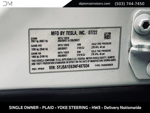 Used 2022 Tesla Model S Plaid AWD/4WD image 44