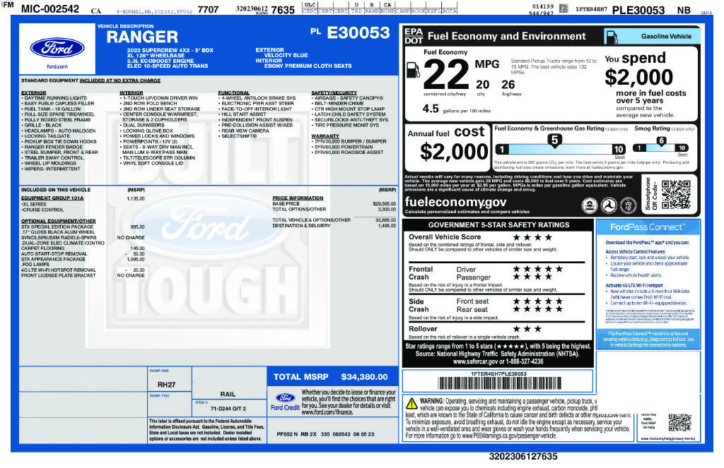 Used 2023 Ford Ranger XL w/ Equipment Group 101A High RWD image 2