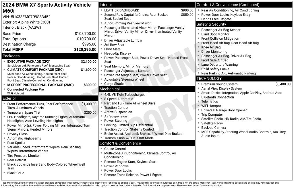 Used 2024 BMW X7 M60i w/ Executive Package AWD/4WD image 5