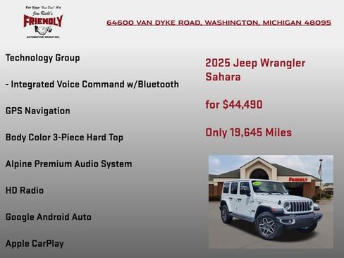 Used 2025 Jeep Wrangler Unlimited Sahara w/ Technology Group AWD/4WD image 15