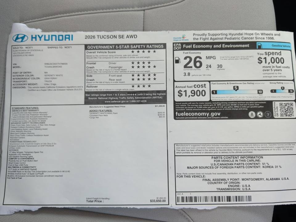 New 2026 Hyundai Tucson SE AWD/4WD image 33
