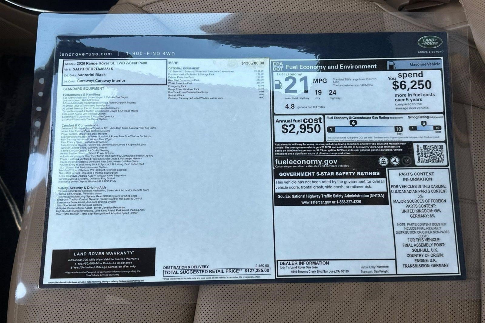 New 2026 Land Rover Range Rover Long Wheelbase SE AWD/4WD image 29