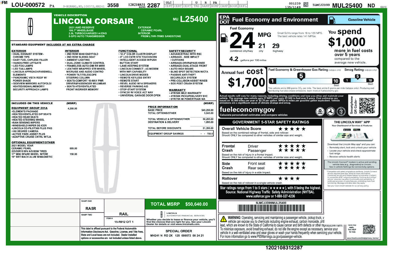Used 2021 Lincoln Corsair Reserve w/ Equipment Group 201A AWD/4WD image 9