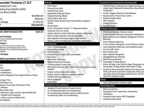 New 2026 Chevrolet Traverse LT w/ LPO, Floor Liner Package AWD/4WD image 10
