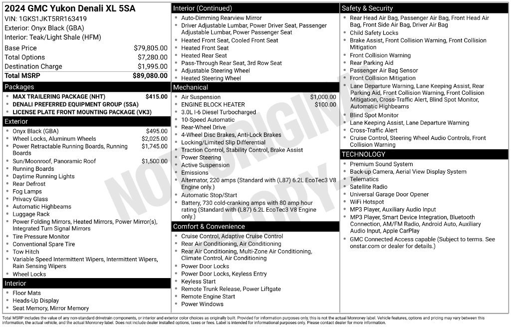 Used 2024 GMC Yukon XL Denali w/ Max Trailering Package RWD image 37