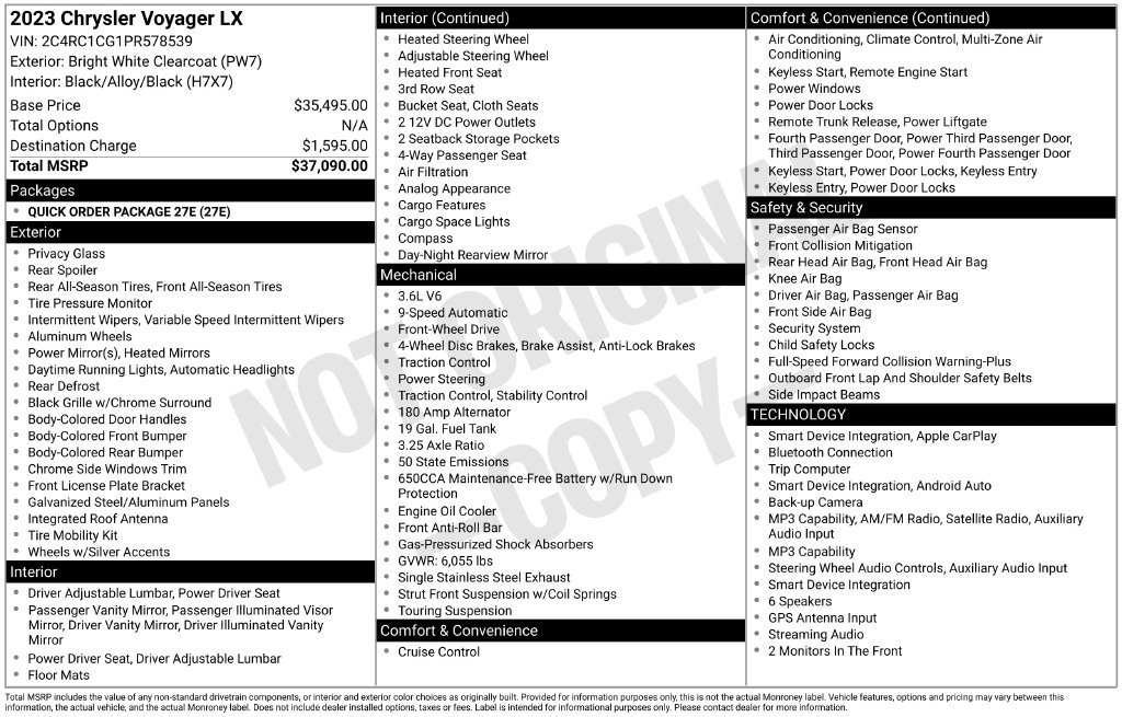 Used 2023 Chrysler Voyager LX FWD image 14