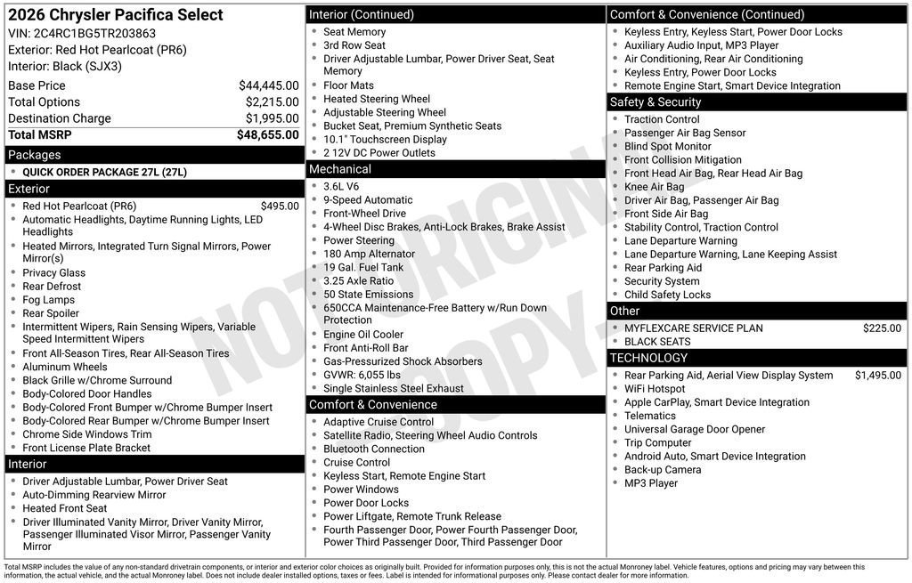 New 2026 Chrysler Pacifica Select FWD image 23