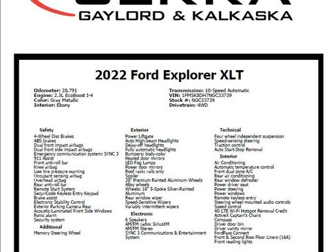 Used 2022 Ford Explorer XLT w/ Equipment Group 202A image 16