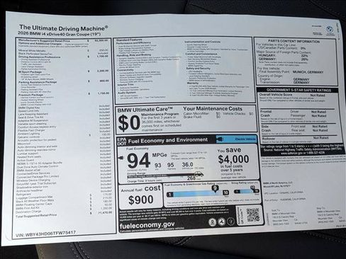 New 2026 BMW i4 xDrive40i w/ M Sport Package AWD/4WD image 20