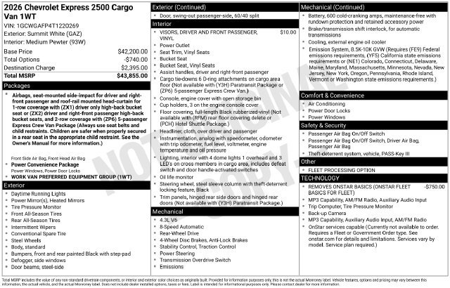 Used 2026 Chevrolet Express 2500 RWD image 19