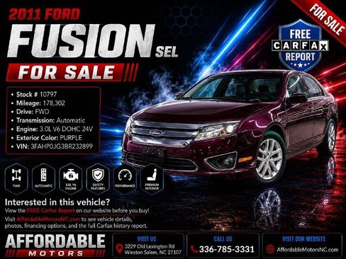Used 2011 Ford Fusion SEL w/ 302A Rapid Spec Order Code FWD image 1