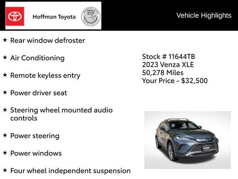 Certified 2023 Toyota Venza XLE AWD/4WD image 15