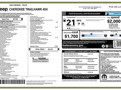Used 2022 Jeep Cherokee Trailhawk w/ Sun, Sound & Nav Group AWD/4WD image 34