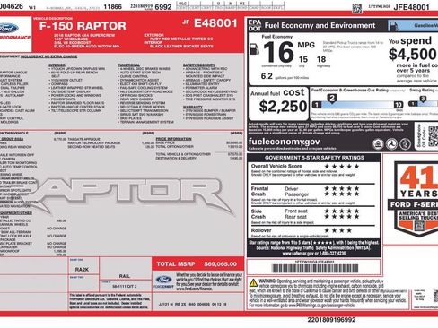 Certified 2018 Ford F150 Raptor w/ Equipment Group 802A Luxury AWD/4WD image 26