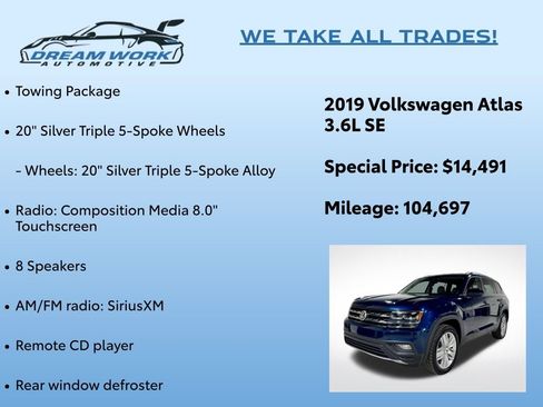 Used 2019 Volkswagen Atlas SE w/ Towing Package image 2
