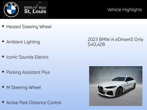 Used 2023 BMW i4 eDrive40 w/ M Sport Package RWD image 31