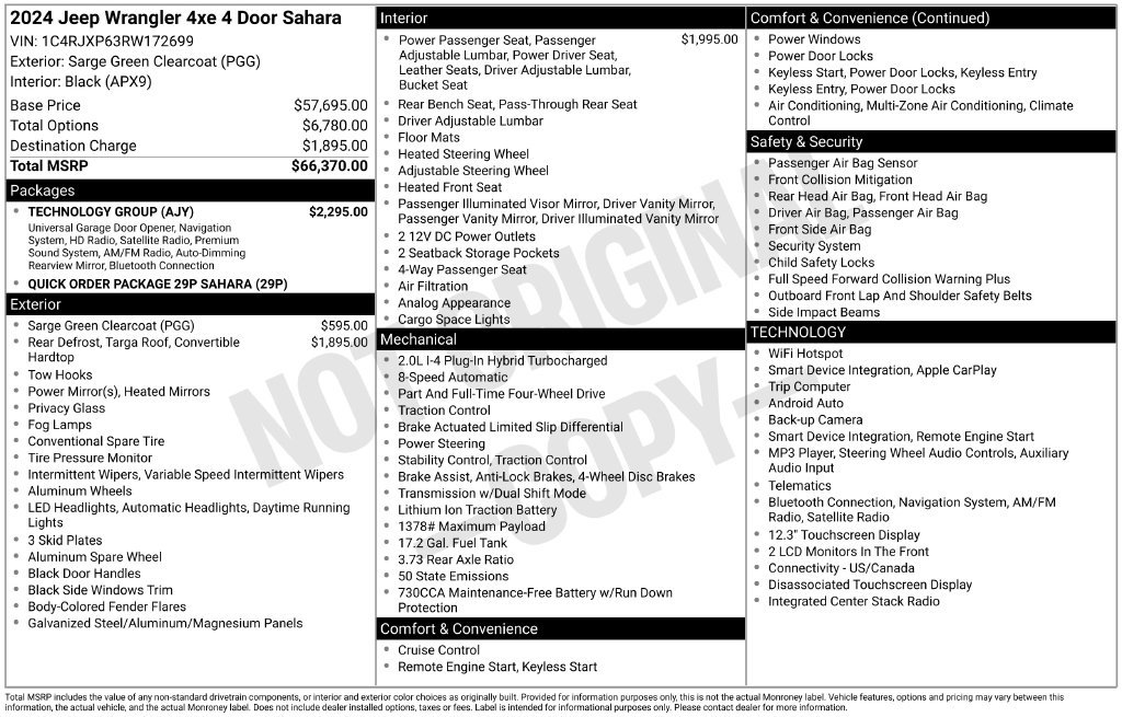 Certified 2024 Jeep Wrangler Unlimited Sahara w/ Technology Group AWD/4WD image 4