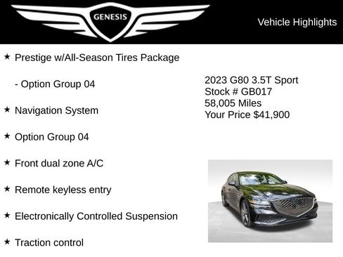 Used 2023 Genesis G80 3.5T Sport AWD/4WD image 5
