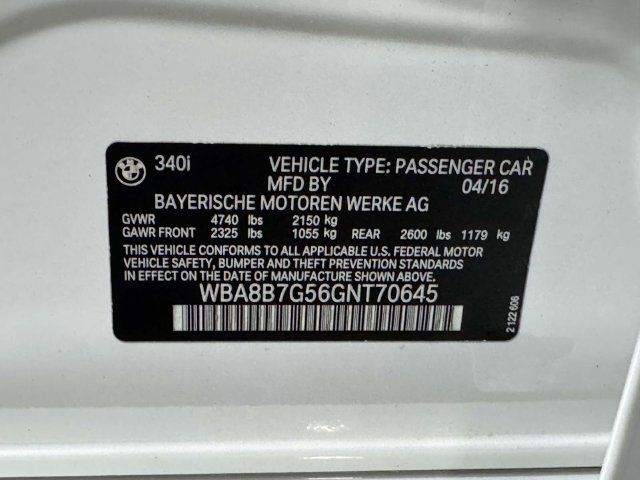 Used 2016 BMW 340i xDrive Sedan w/ Technology Package AWD/4WD image 49
