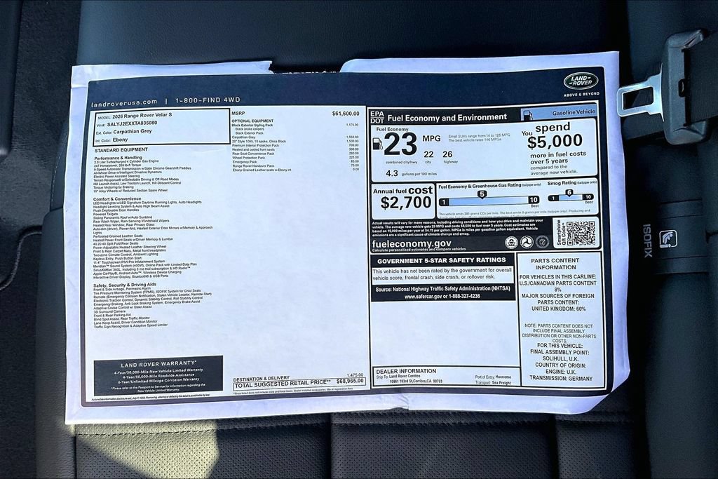 New 2026 Land Rover Range Rover Velar S AWD/4WD image 14