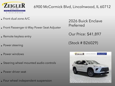 New 2026 Buick Enclave Preferred w/ LPO, Floor Liner Package FWD image 18