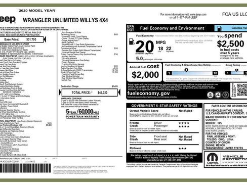 Used 2020 Jeep Wrangler Unlimited Willys image 2