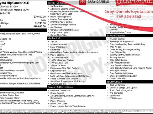 Used 2020 Toyota Highlander XLE image 1