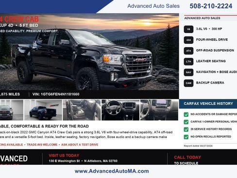Used 2022 GMC Canyon AT4 AWD/4WD image 1