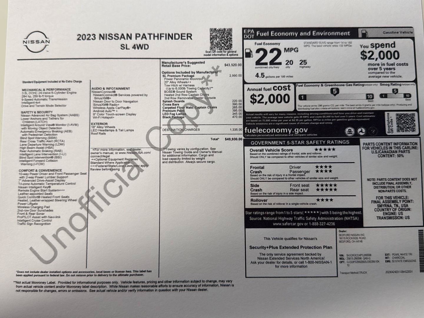 Used 2023 Nissan Pathfinder SL w/ SL Premium Package AWD/4WD image 2