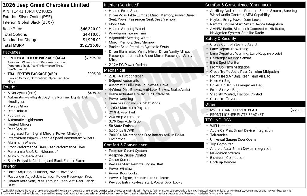 New 2026 Jeep Grand Cherokee Limited w/ Limited Altitude Package AWD/4WD image 7