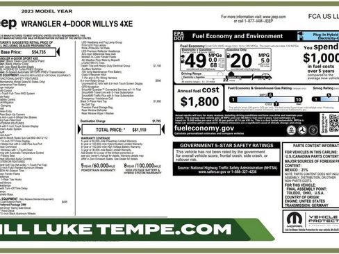 Used 2023 Jeep Wrangler Unlimited AWD/4WD image 1