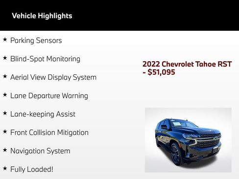 Used 2022 Chevrolet Tahoe RST w/ Luxury Package AWD/4WD image 5