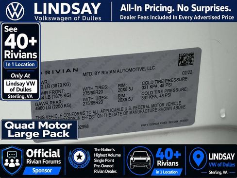 Used 2022 Rivian R1T Launch Edition AWD/4WD image 30
