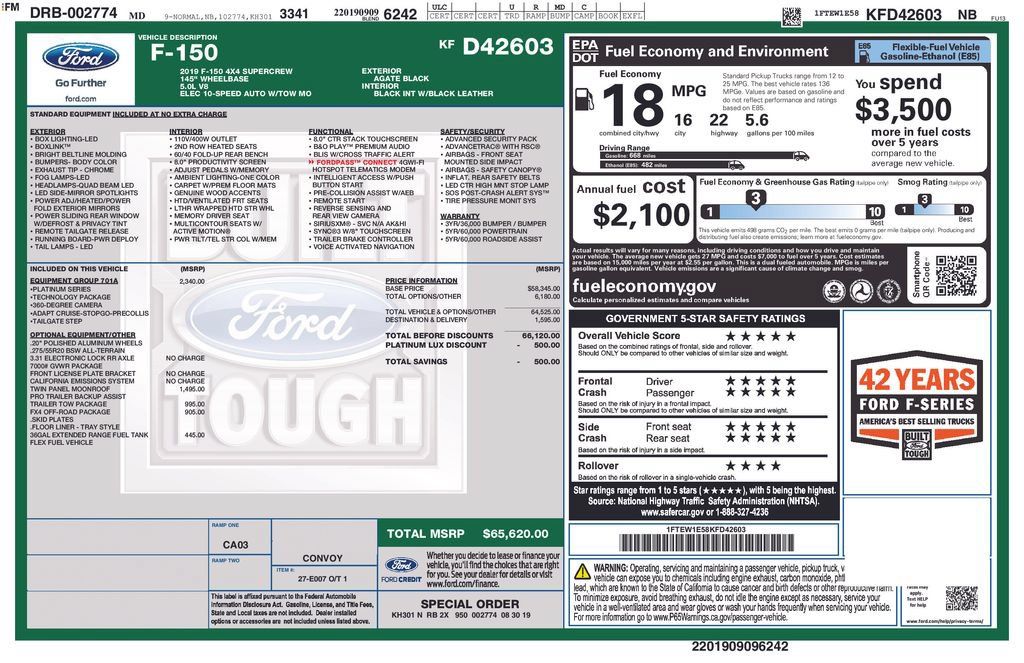 Used 2019 Ford F150 Platinum w/ Equipment Group 701A Luxury AWD/4WD image 48