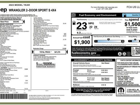Certified 2023 Jeep Wrangler Sport AWD/4WD image 4