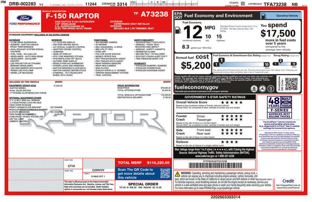 New 2026 Ford F150 Raptor w/ Equipment Group 803A Raptor R AWD/4WD image 4