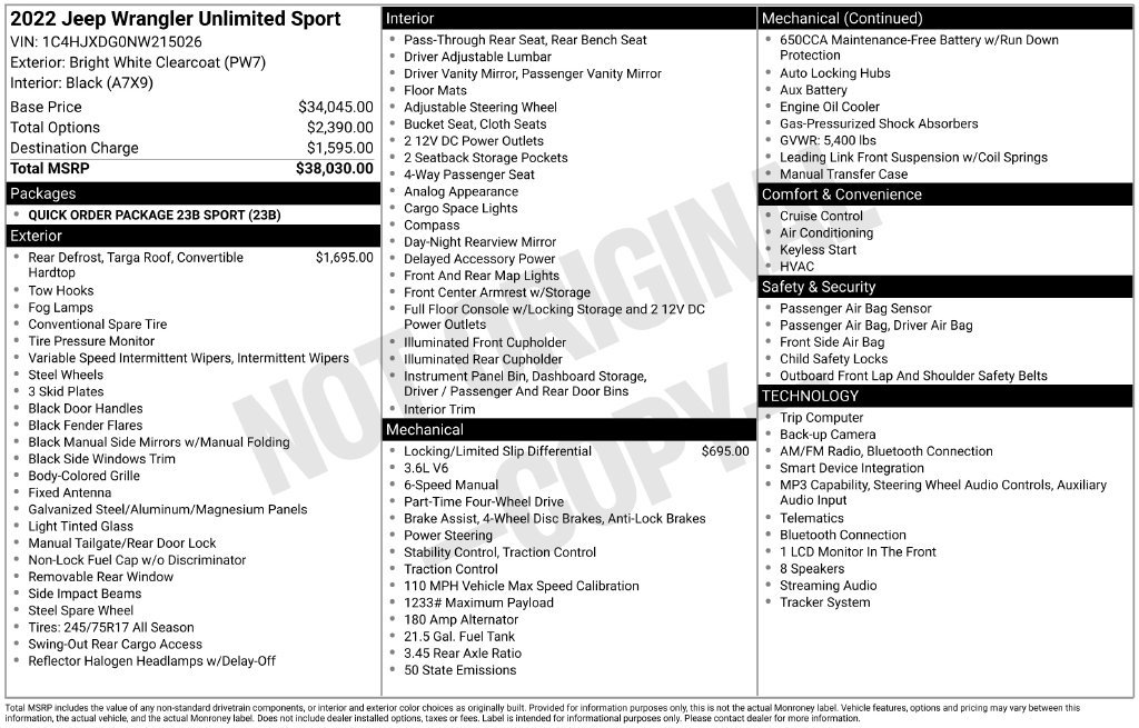 Used 2022 Jeep Wrangler Unlimited Sport AWD/4WD image 5
