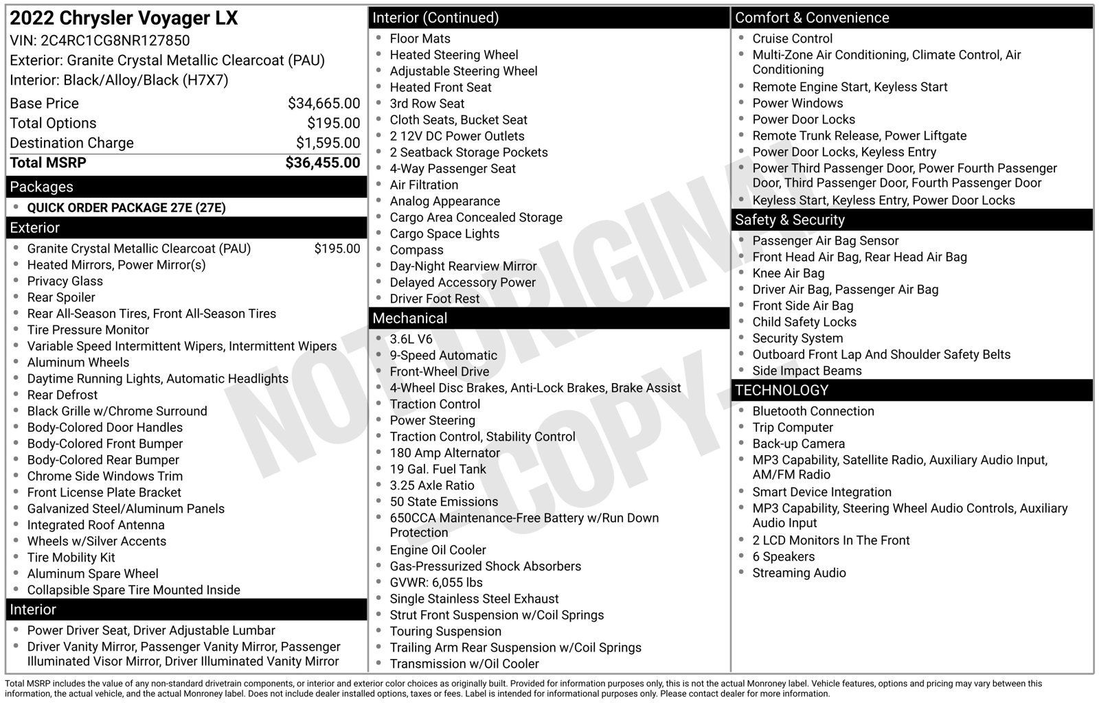 Used 2022 Chrysler Voyager LX FWD image 1