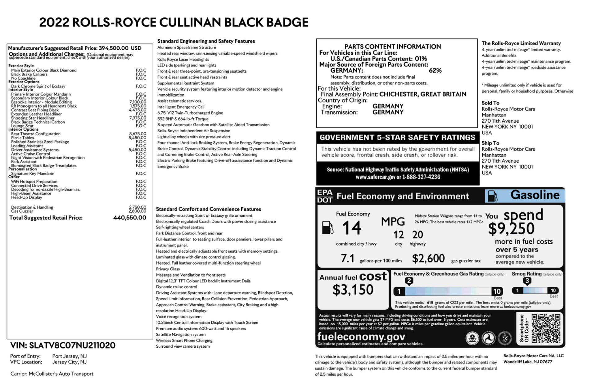 Used 2022 Rolls-Royce Cullinan Black Badge AWD/4WD image 41