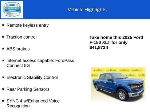 Certified 2025 Ford F150 XLT w/ Equipment Group 301A Standard AWD/4WD image 10
