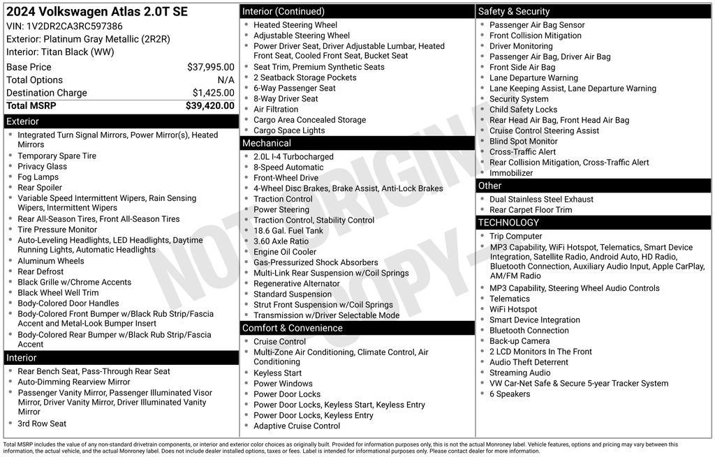 Certified 2024 Volkswagen Atlas SE FWD image 36