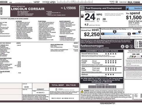 Certified 2024 Lincoln Corsair Reserve w/ Equipment Group 201A AWD/4WD image 34