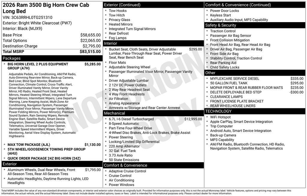 New 2026 RAM 3500 Big Horn AWD/4WD image 5