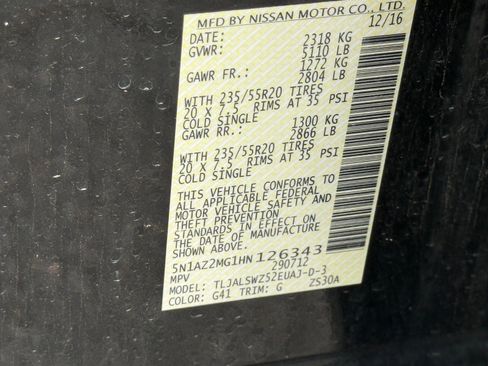 Used 2017 Nissan Murano Platinum w/ Platinum Technology Package image 8