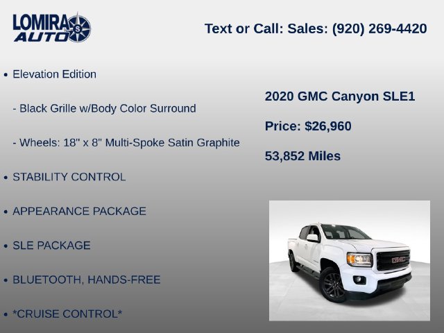 Used 2020 GMC Canyon SLE w/ Elevation Edition AWD/4WD image 14