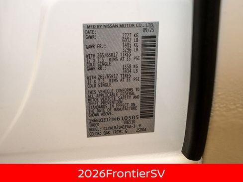 New 2026 Nissan Frontier SV w/ Tow Package image 22