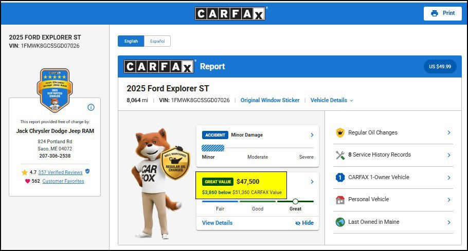 Used 2025 Ford Explorer ST w/ Sun And Sound Package AWD/4WD image 13