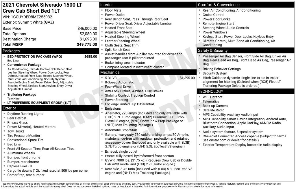 Used 2021 Chevrolet Silverado 1500 LT w/ Bed Protection Package AWD/4WD image 2